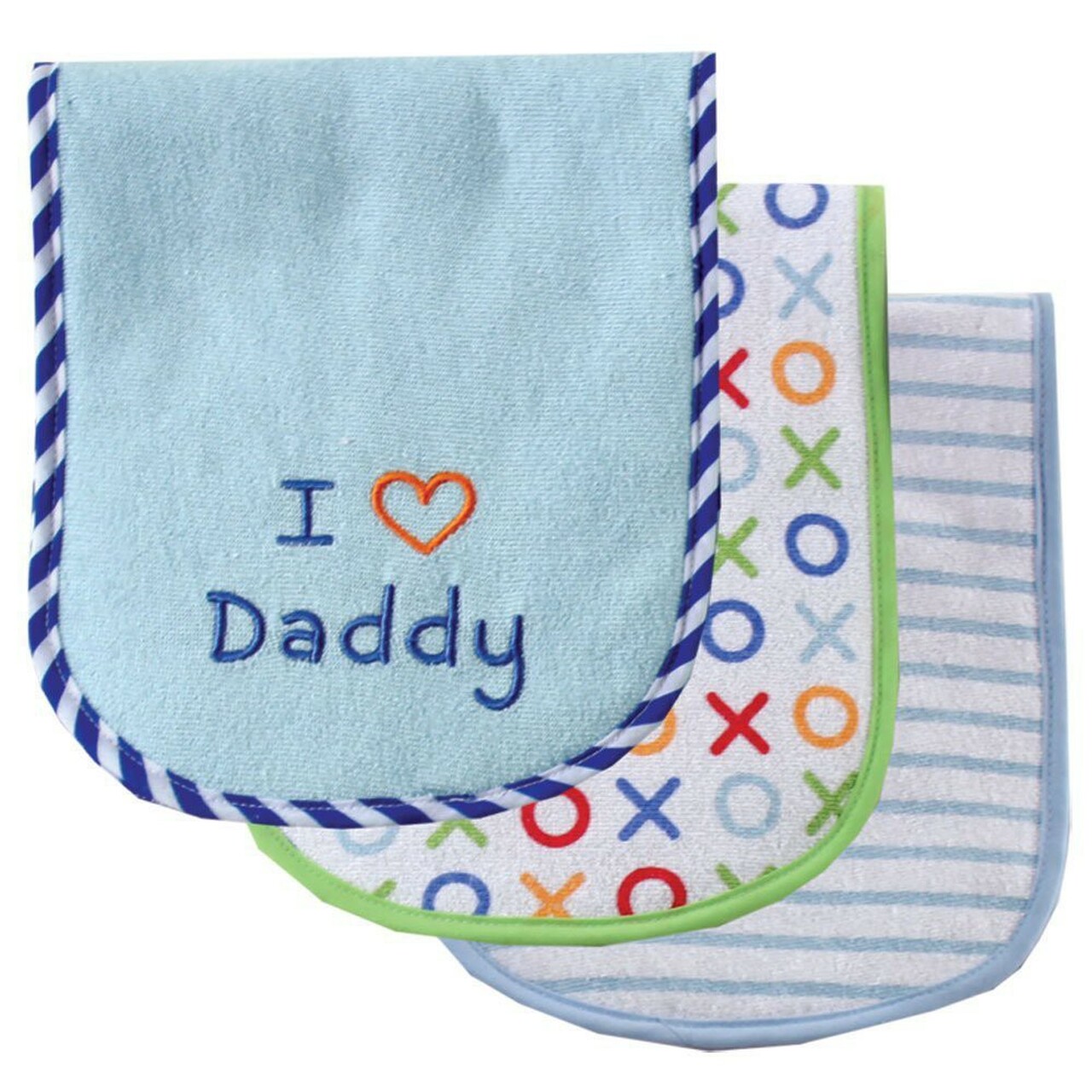 I Love Burp Cloth 3Pk  Blue Dad