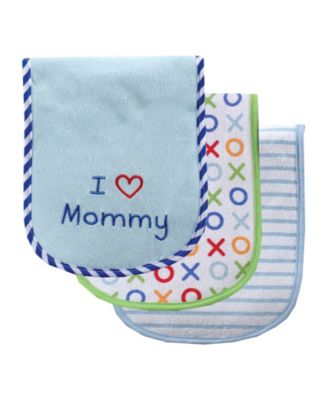 I Love Burp Cloth 3Pk  Blue Mom