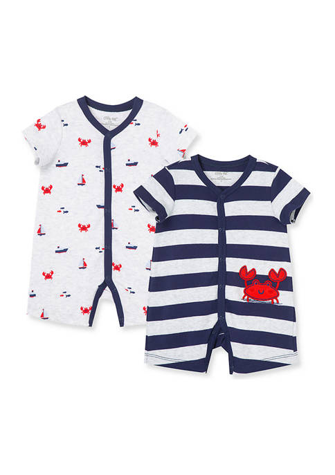 Crab 2pk Rompers  Navy