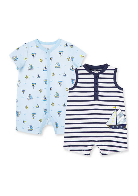 Yacht 2pk Rompers  Navy