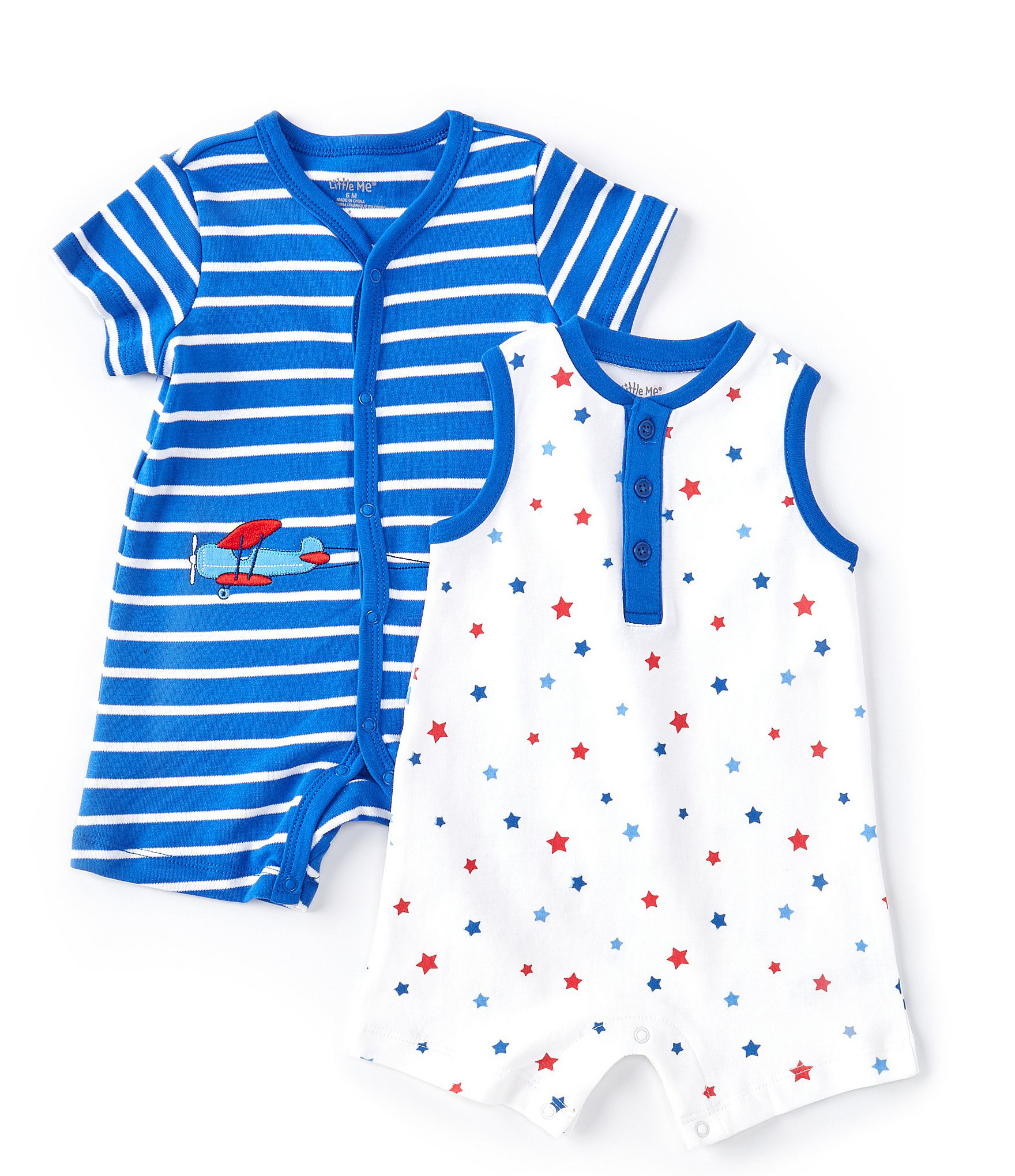 Stripe Flag 2pk Rompers  Blue