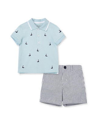 Sailboat Polo Short Set  Blue