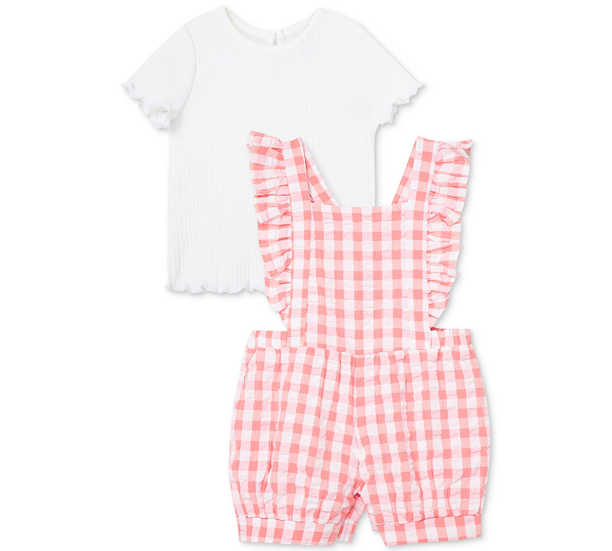 Gingham Shortall Set  Rose
