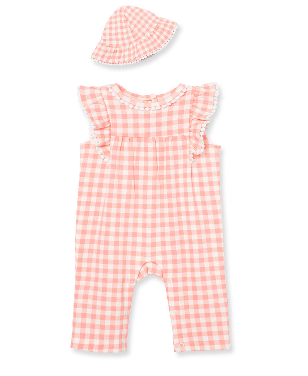 Gingham Jumpsuit W Hat