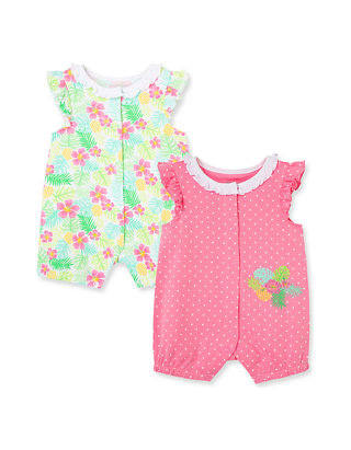 Tropical 2pk Rompers  Pink