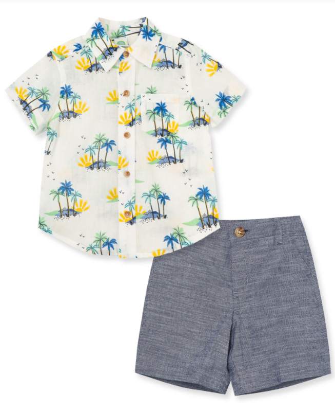 Tropical Woven Short Set  Blue