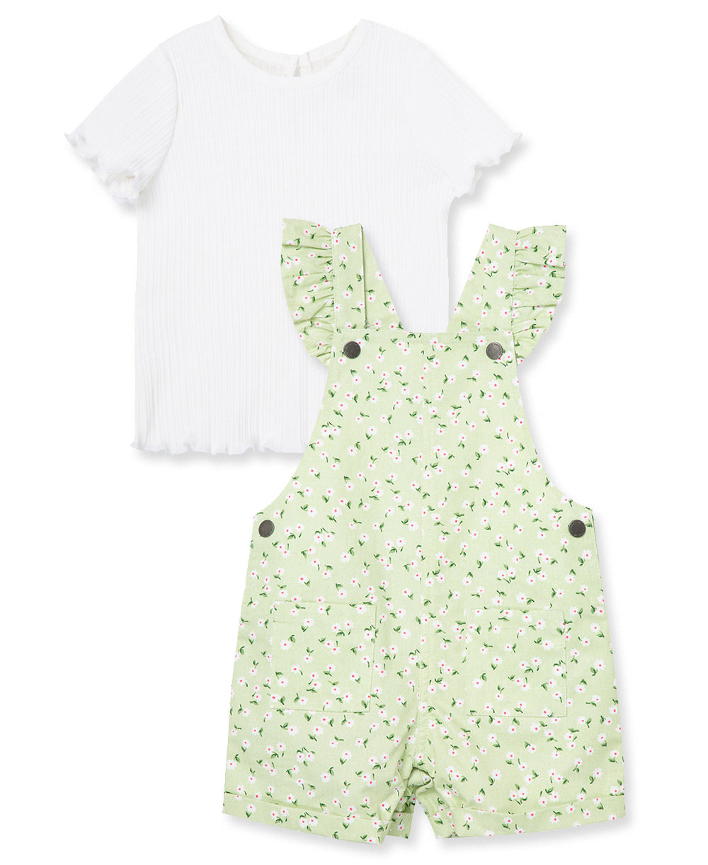Ditsy Floral Shortall Set  Green