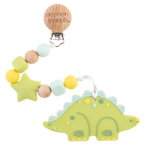 SILICONE PACIFIER HOLDER DINO