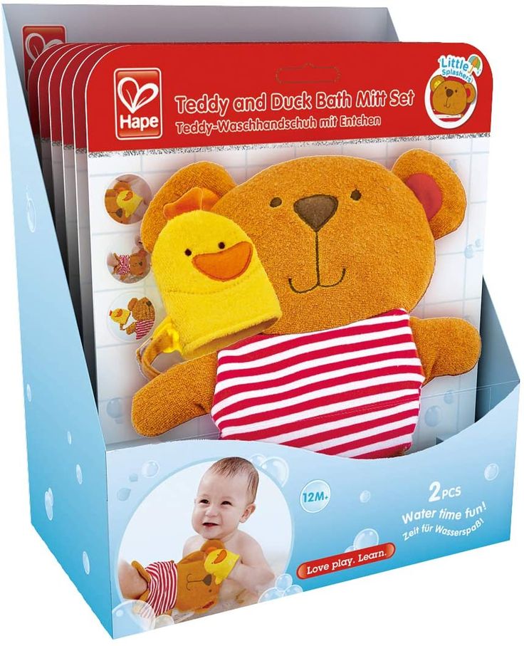 Hape Teddy Duck Bath Mitt Set