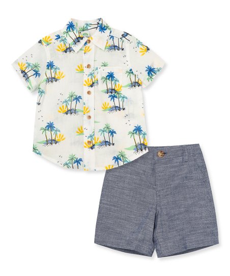 Tropical Woven Short Set  Blue