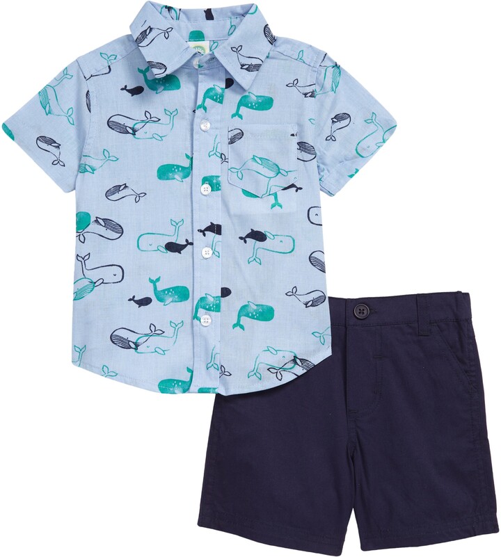 Whale Woven Short Set  Navy