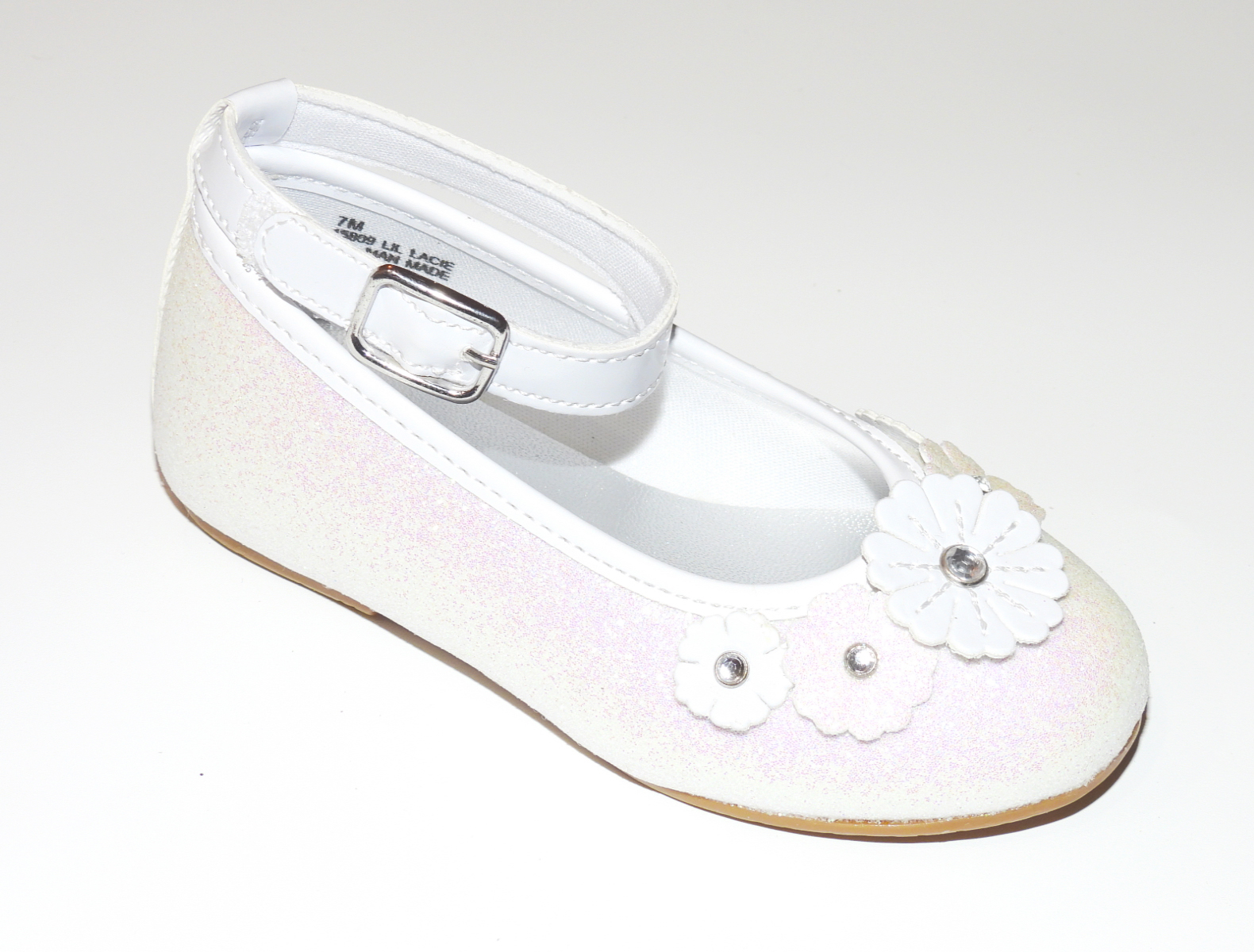 LIL LACIE WHITE GLITTER SHOE