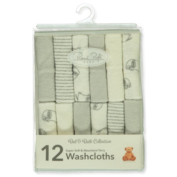 Elephant 12pk Washcloths