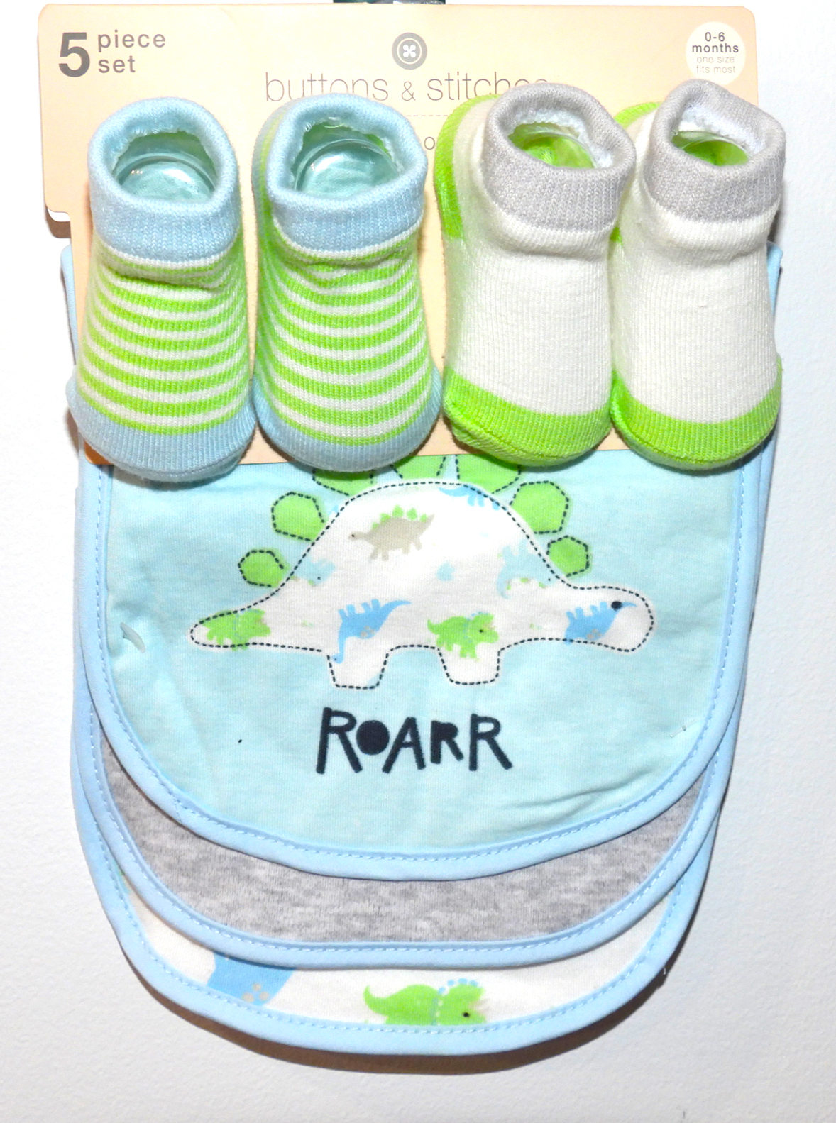 5pc Dino Bib Booties Set