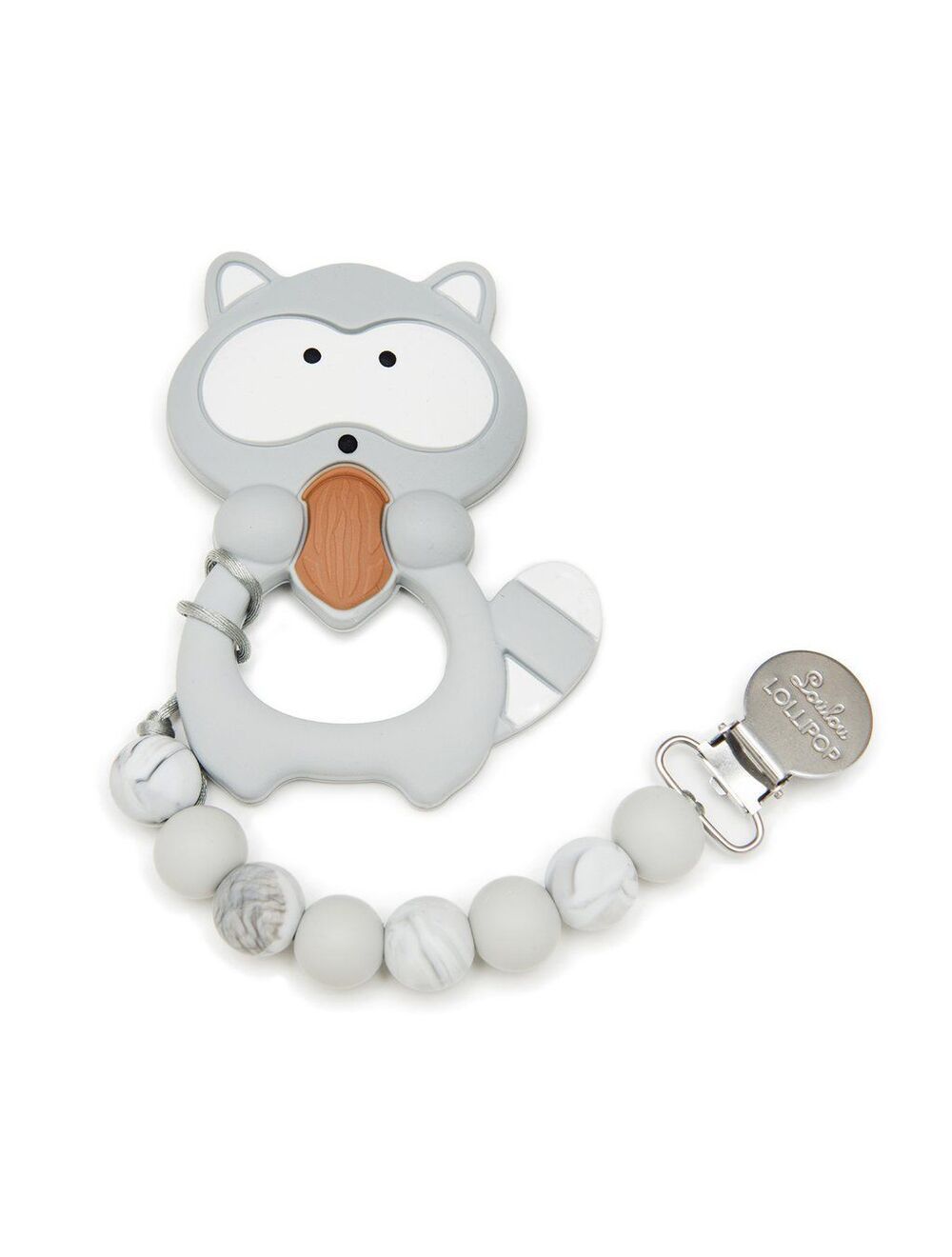 GRAY RACCOON SILICONE TEETHER