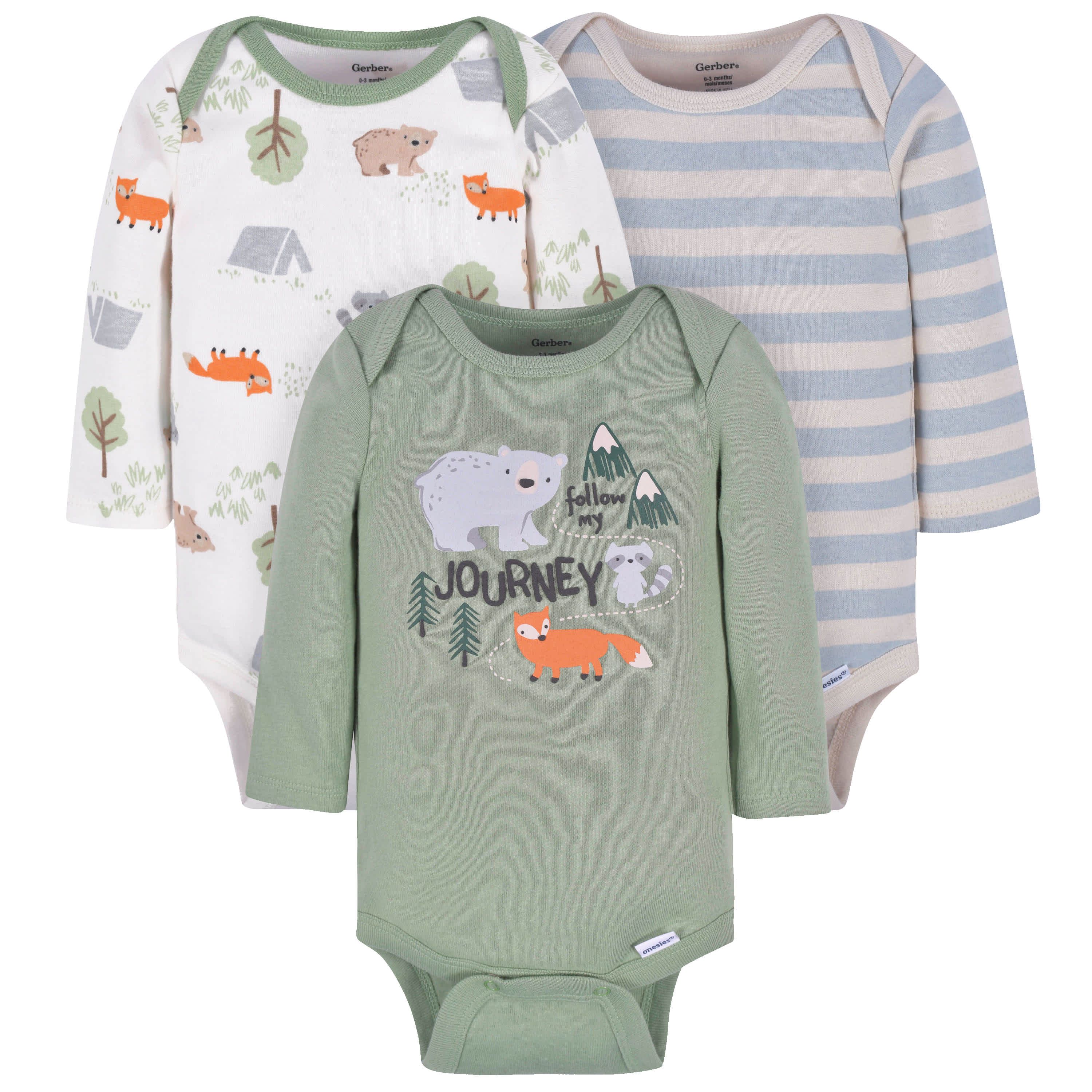 GERBER 3PK LS ONESIES JOURNEY