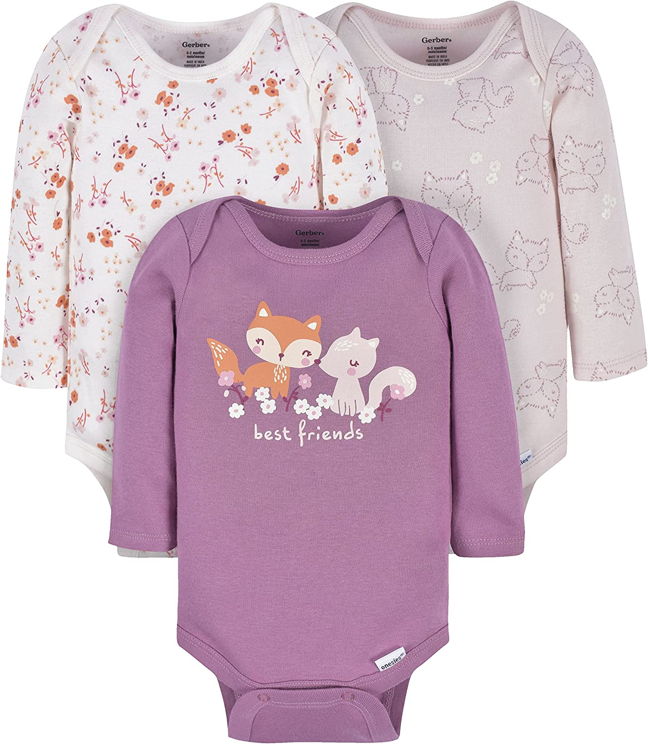 GERBER 3PK LS ONESIES BF