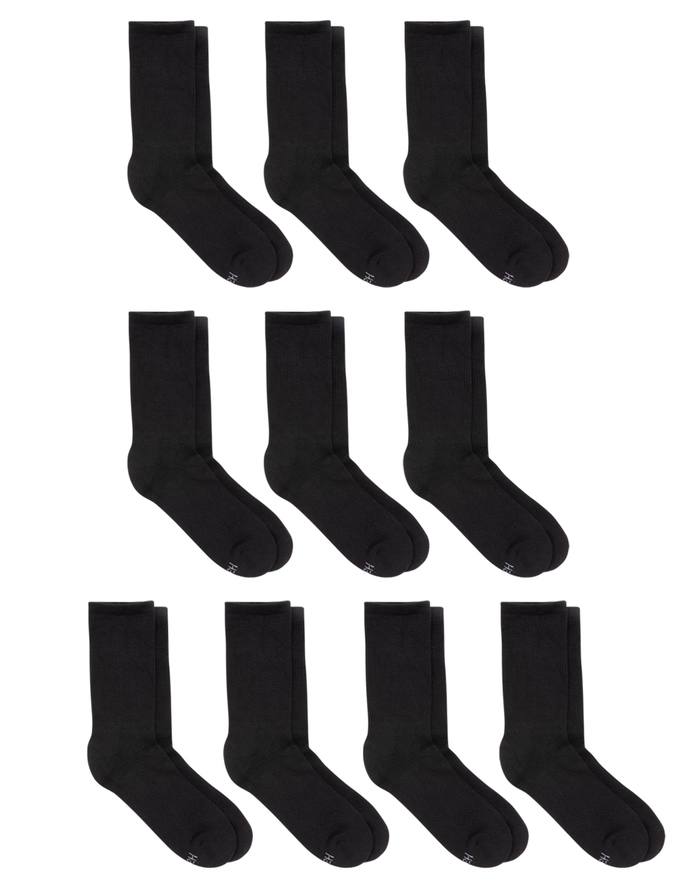 Hanes 10pk Black Crew Socks