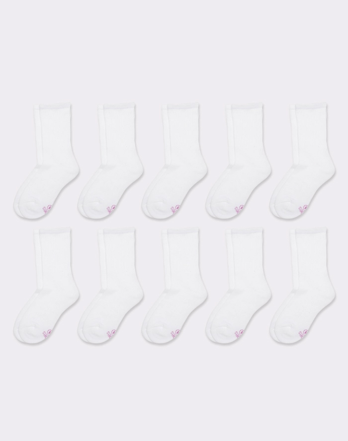 Hanes 10pk White Crew Socks