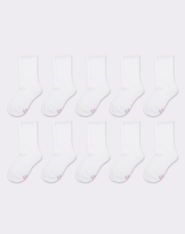 Hanes 10pk White Crew Socks
