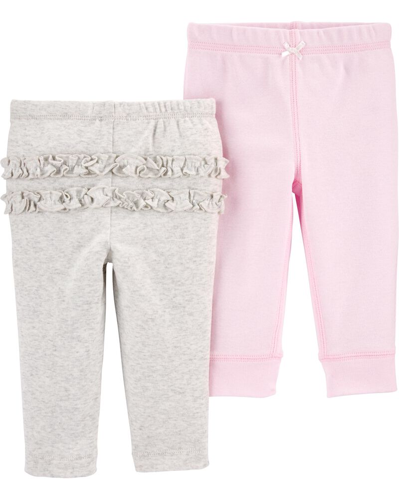 2PK COTTON PANTS GREY/PINK