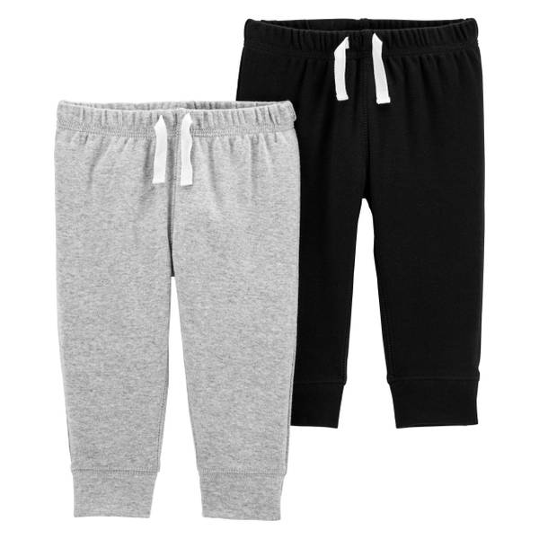 2PK COTTON PANTS GREY/BLACK