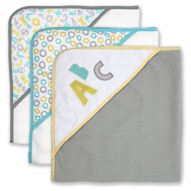 3pk Hooded Towel ABC