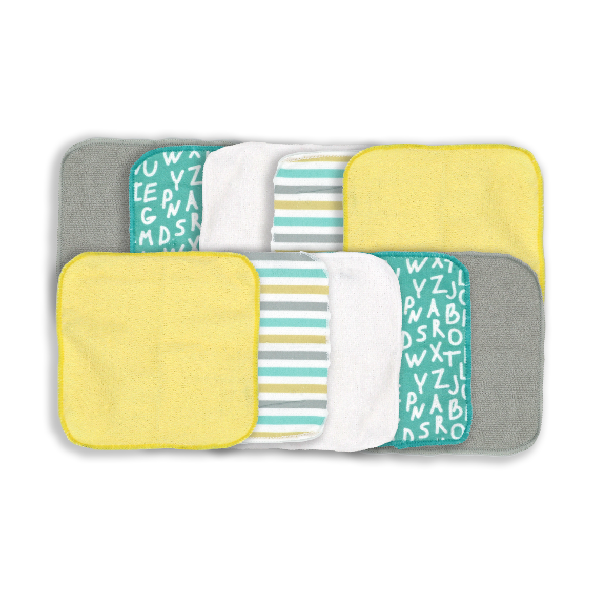 10PK WASHCLOTH AQUA ABC