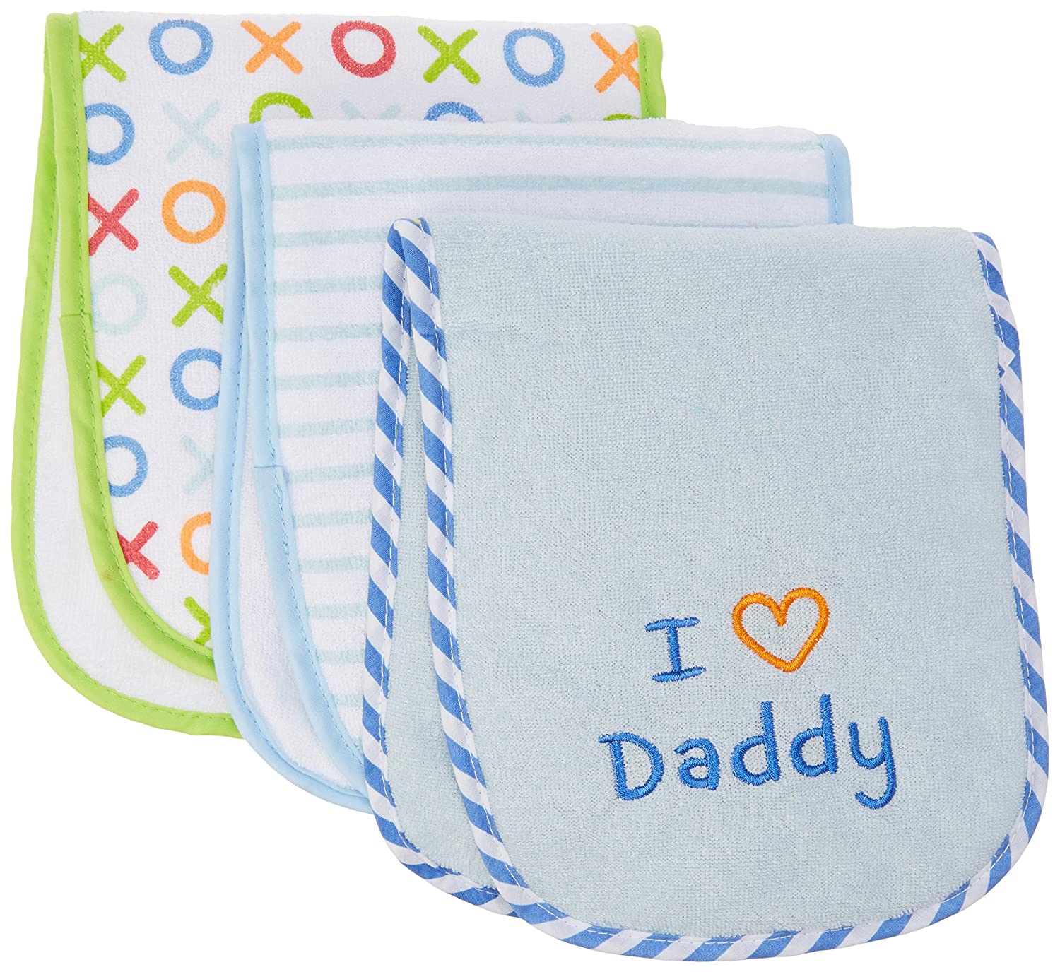 I Love Burp Cloth 3Pk  Blue Dad