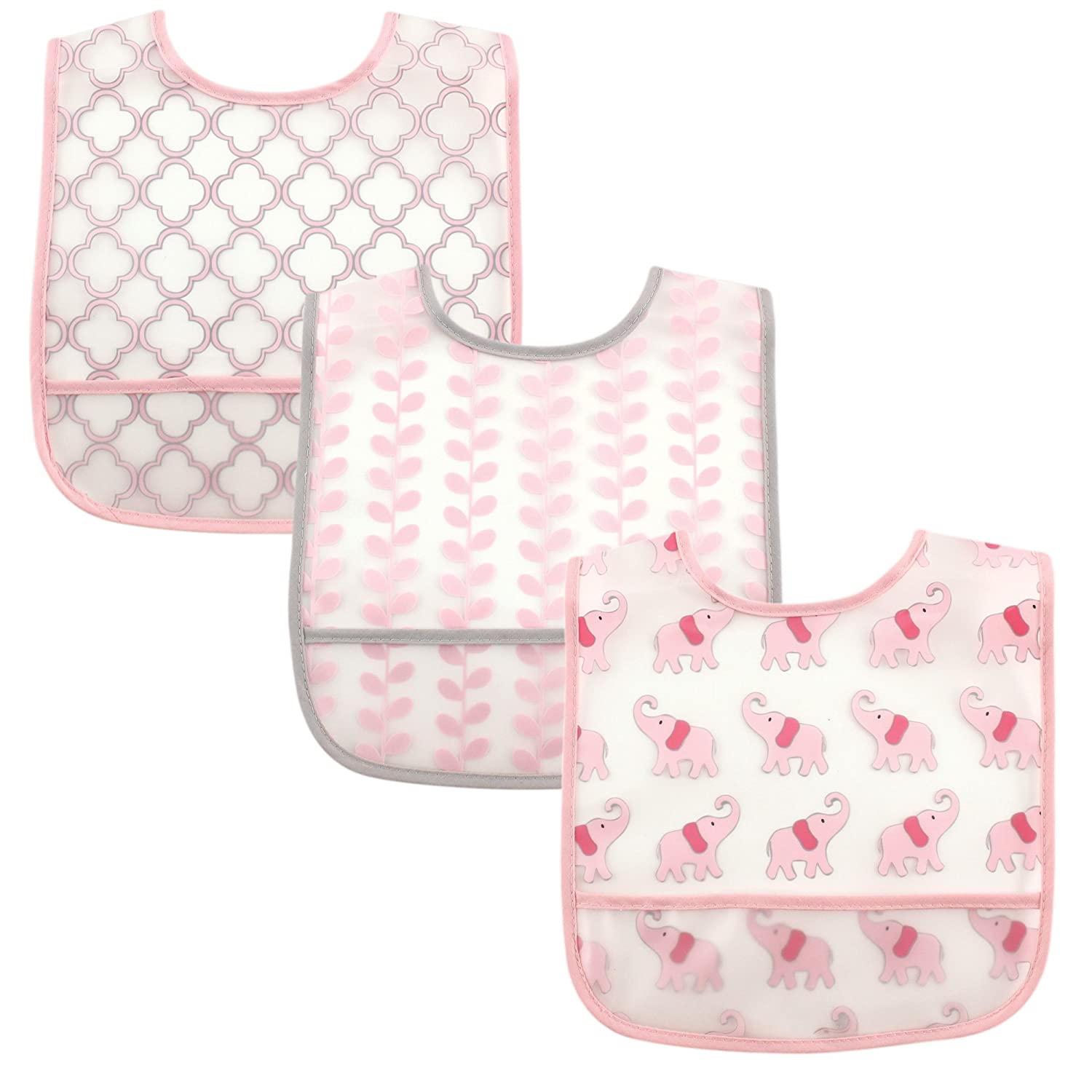 PEVA Bib 3Pk  Girl Elephant