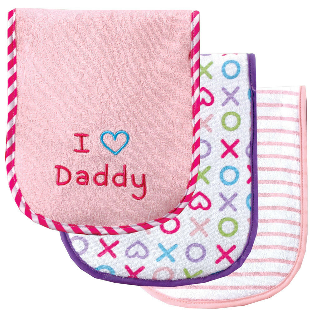 I Love Burp Cloth 3Pk  Pink Dad