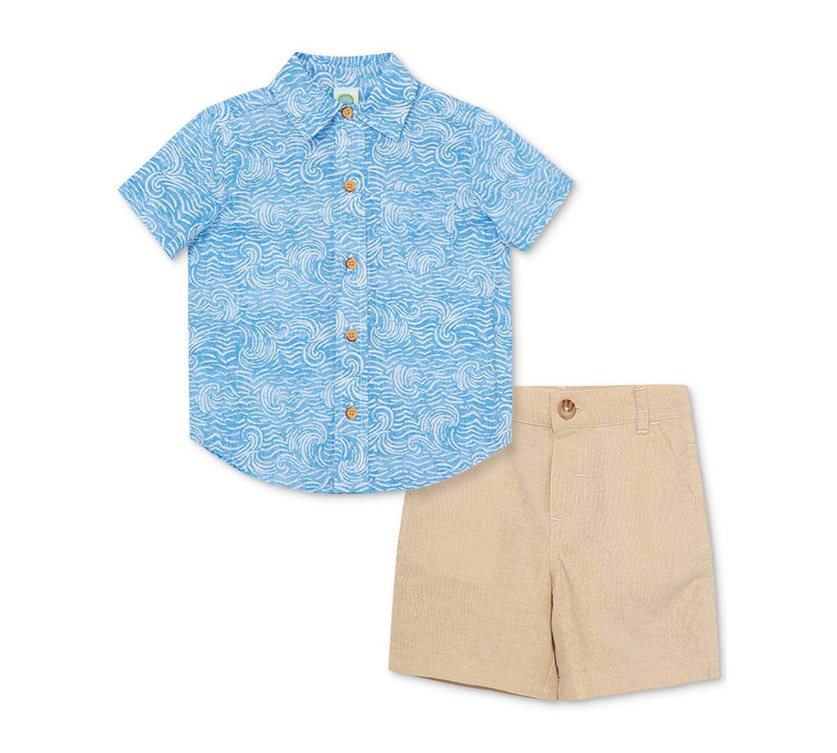Waves Woven Short Set  Tan