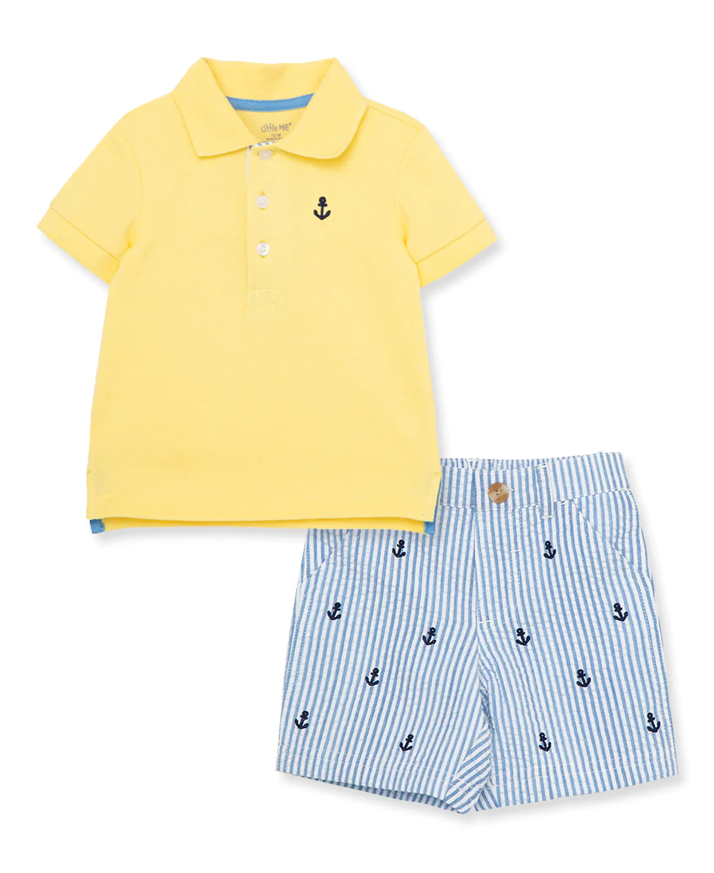 Anchor Polo Short Set  Blue