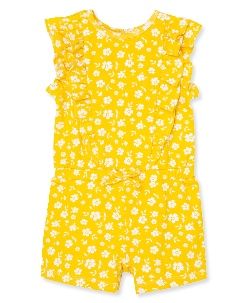 Floral Knit Romper  Yellow