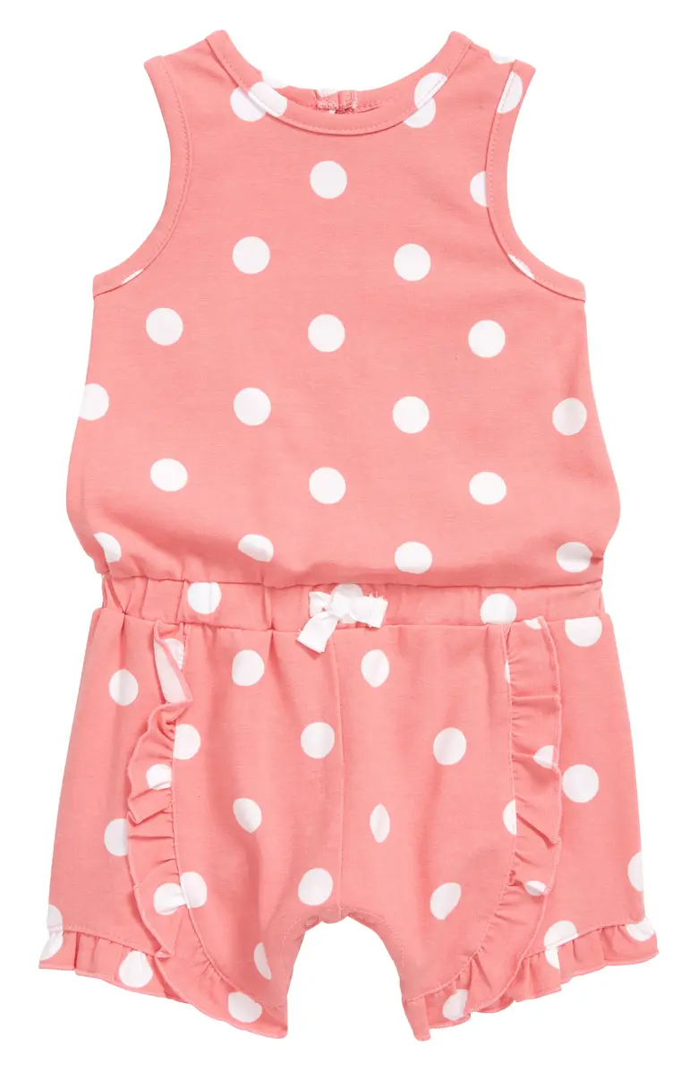 Polka Dot Knit Romper  Pink