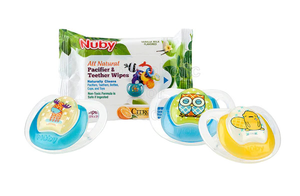 Nuby 3pk Pacifier W Wipes