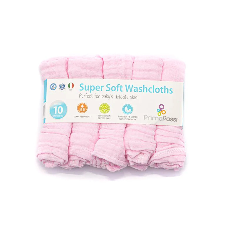 Muslin Washcloths 10Pk - Pink