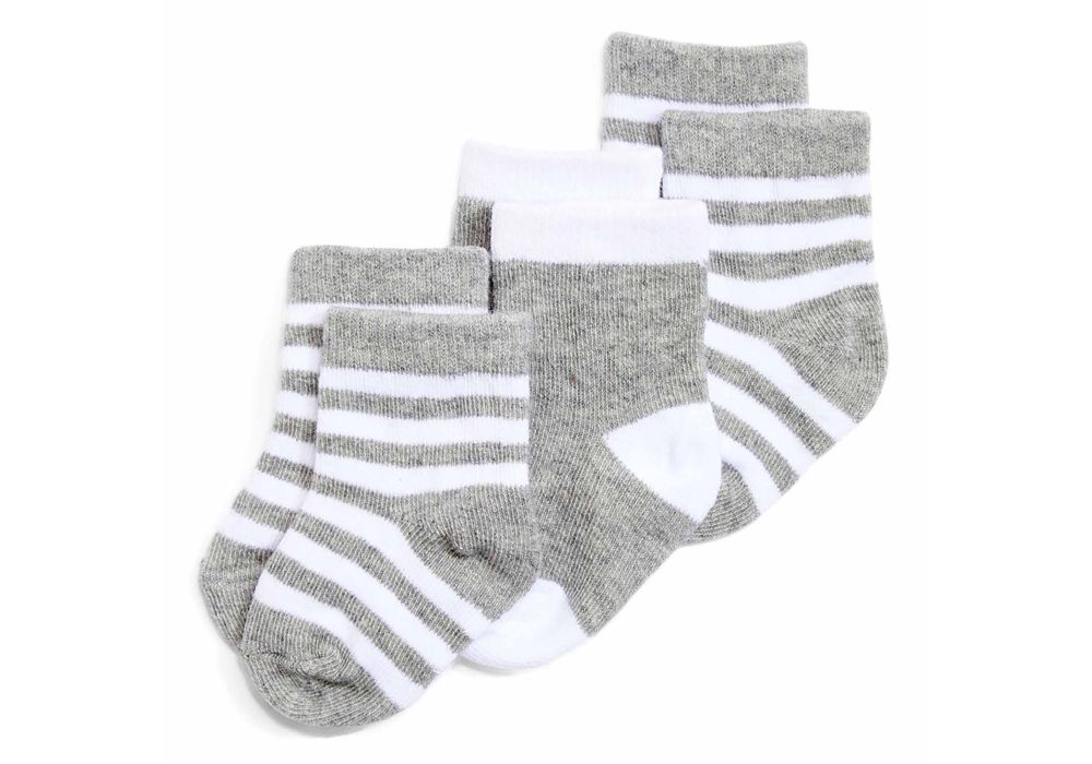 3PK Stripe Socks Set Grey