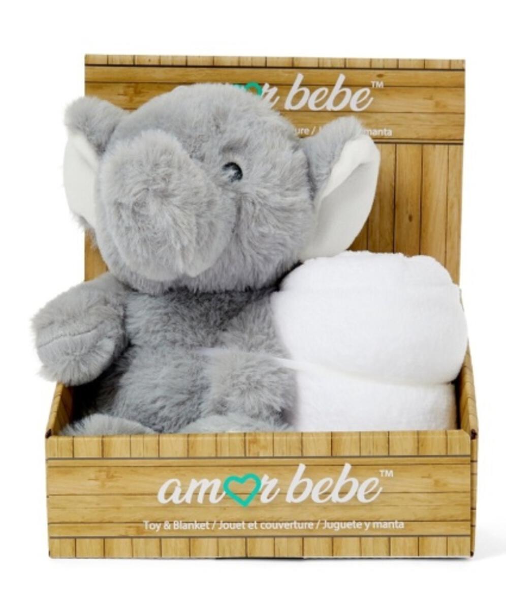 Grey Elephant Toy w Blanket