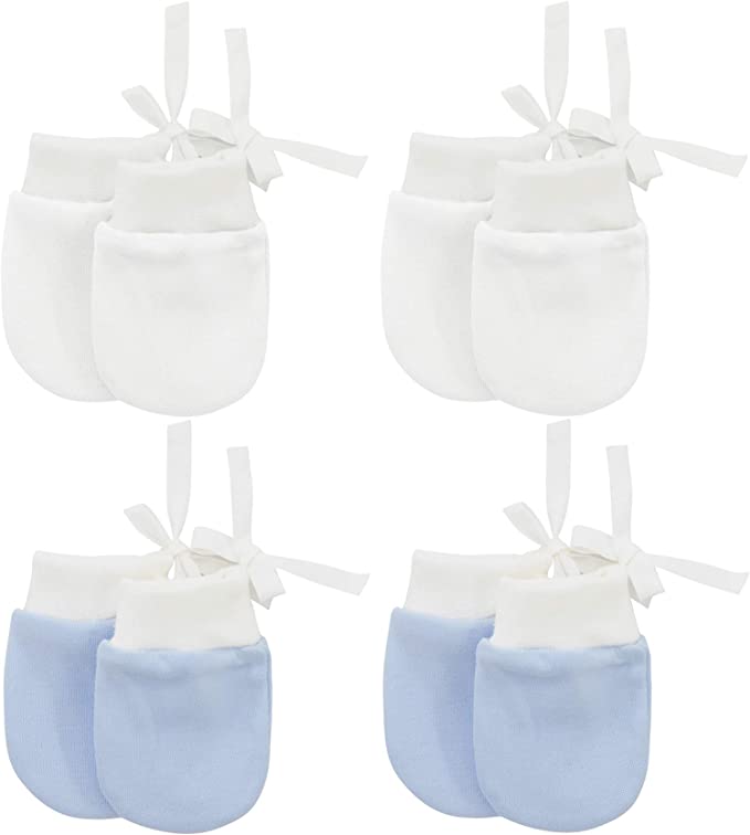 4PK BLUE/WHITE MITTEN W TIE