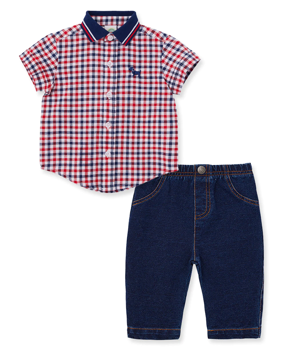 Check Pant Set Blue