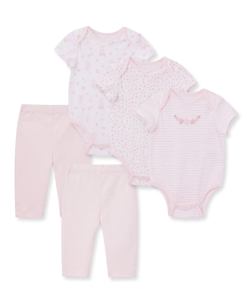 Bunnies 5pc Bsuit- Pink