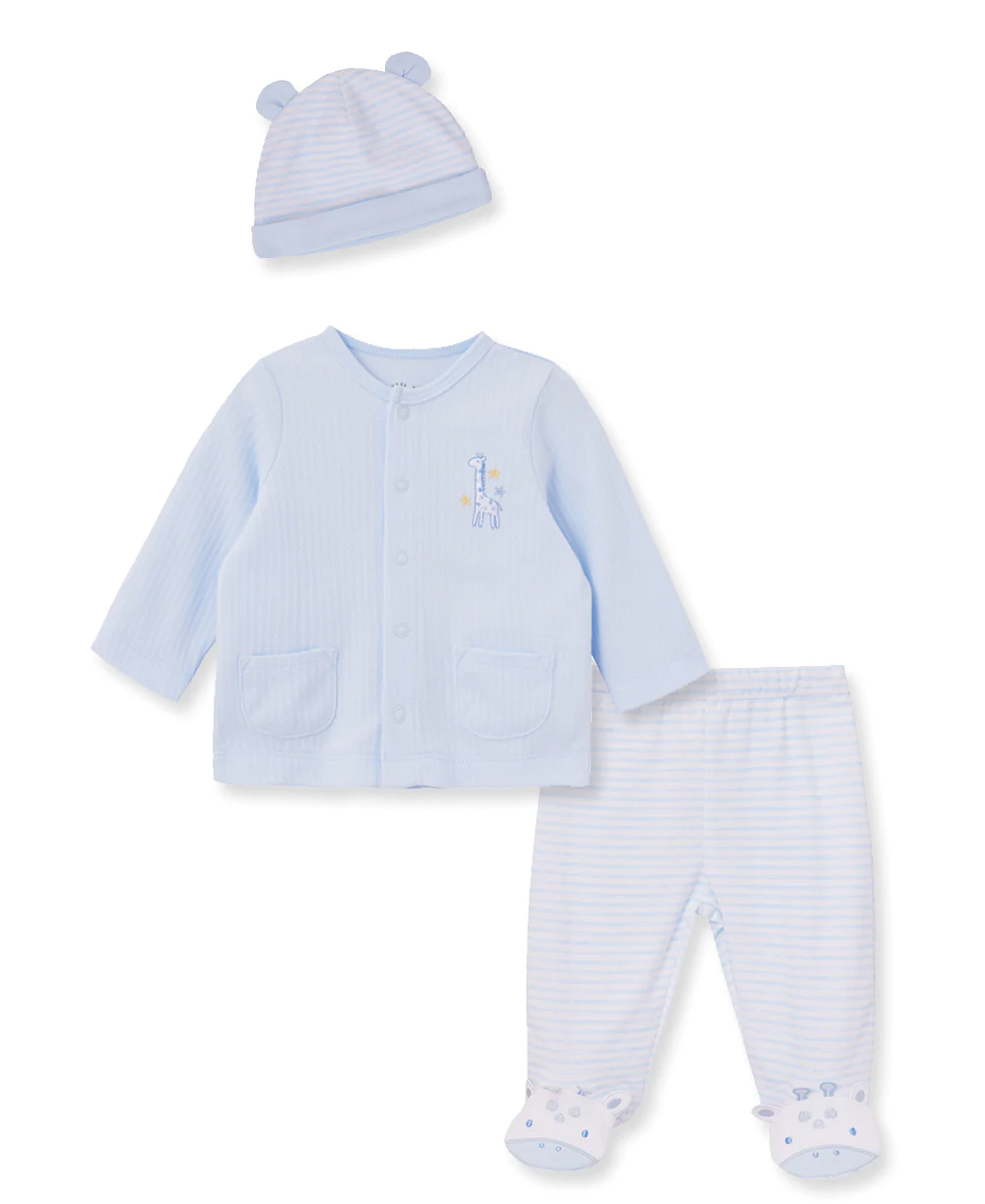 Giraffe 3pc Cardigan set Blue