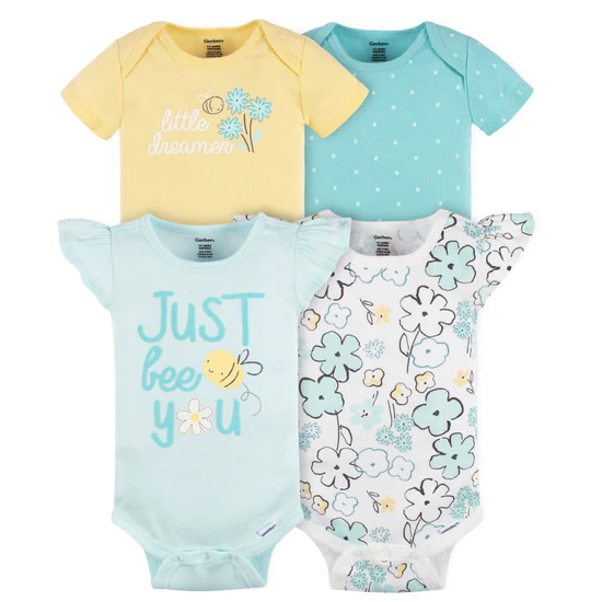 GERBER 4PK ONESIES BEE
