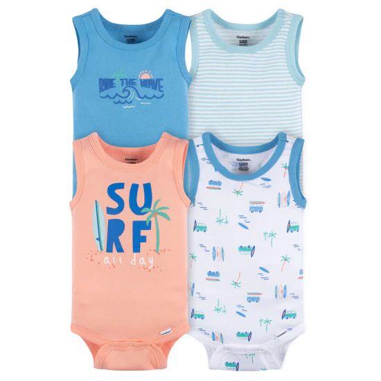 GERBER 4PK ONESIES SURF