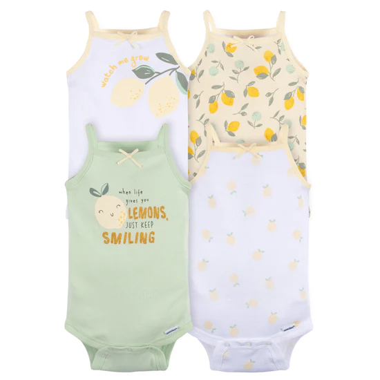 GERBER 4PK ONESIES SUNSHINE