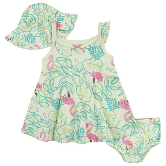 GERBER 3PC DRESS SET FLAMINGOS