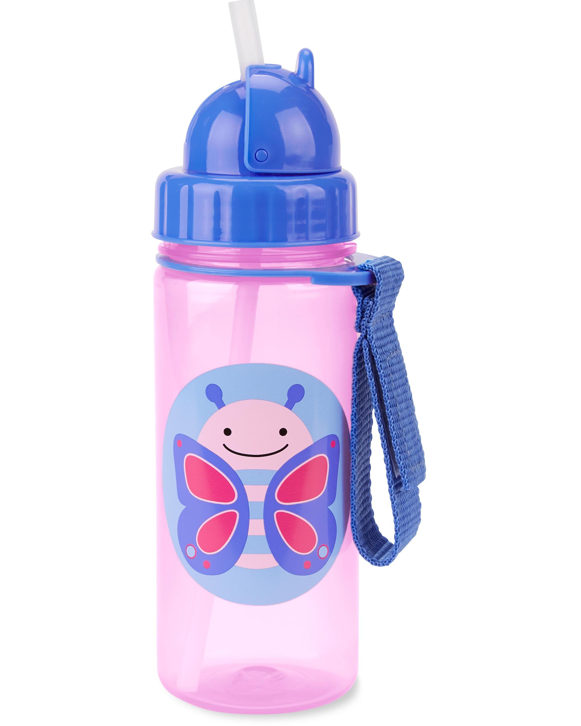 Straw Bottle 13-oz.- Butterfly