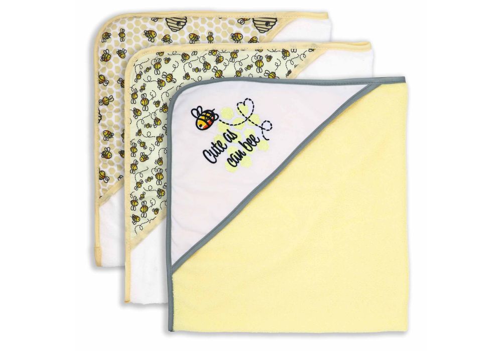 3pk Hooded Towel Bee