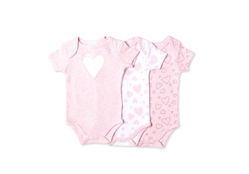 3pk Heart Bodysuits